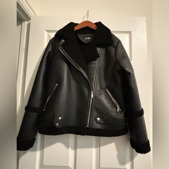 Sam Edelman Jackets & Blazers - Sam Edelman Black Faux Shearling Lined Oversized Moto Jacket